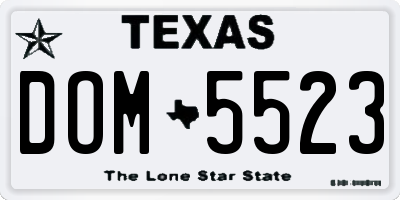 TX license plate DOM5523