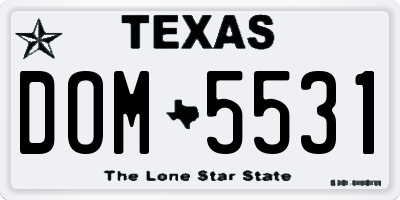TX license plate DOM5531