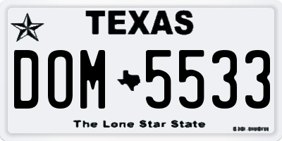TX license plate DOM5533