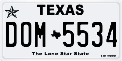 TX license plate DOM5534