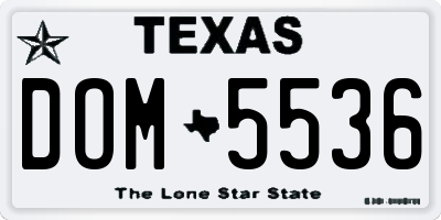 TX license plate DOM5536
