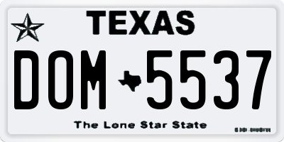 TX license plate DOM5537