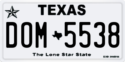 TX license plate DOM5538