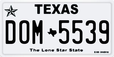 TX license plate DOM5539