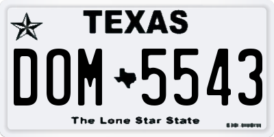 TX license plate DOM5543