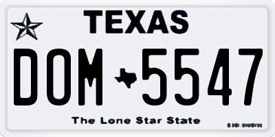 TX license plate DOM5547