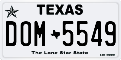 TX license plate DOM5549