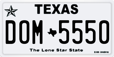TX license plate DOM5550