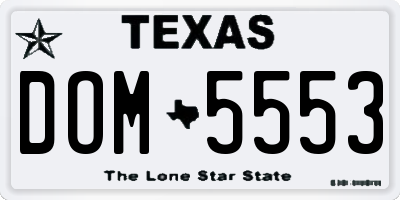 TX license plate DOM5553