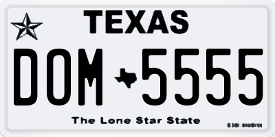TX license plate DOM5555