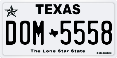 TX license plate DOM5558