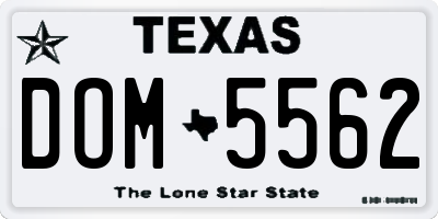 TX license plate DOM5562