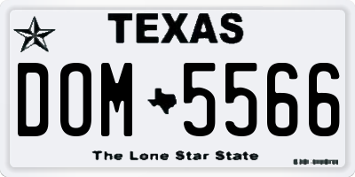 TX license plate DOM5566