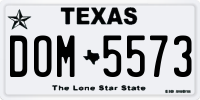 TX license plate DOM5573