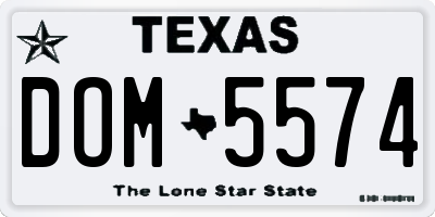 TX license plate DOM5574
