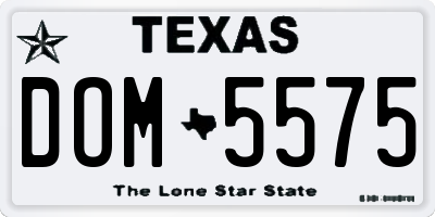 TX license plate DOM5575