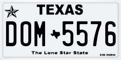 TX license plate DOM5576