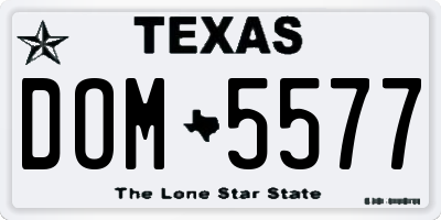 TX license plate DOM5577