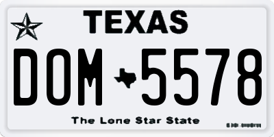 TX license plate DOM5578