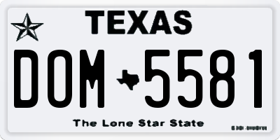 TX license plate DOM5581