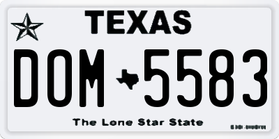 TX license plate DOM5583