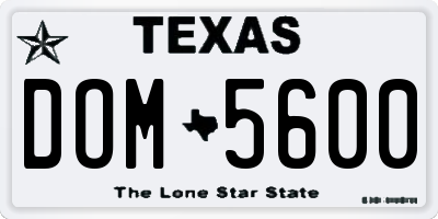 TX license plate DOM5600