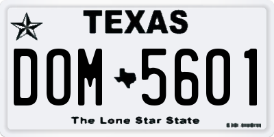 TX license plate DOM5601