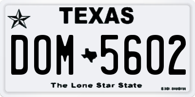 TX license plate DOM5602