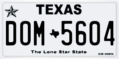 TX license plate DOM5604