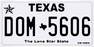 TX license plate DOM5606