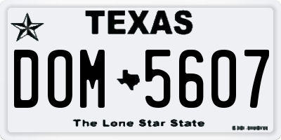 TX license plate DOM5607