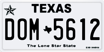 TX license plate DOM5612