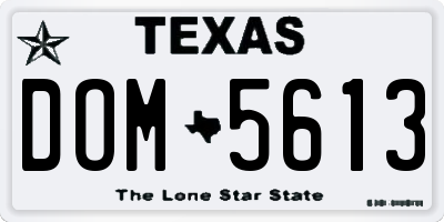 TX license plate DOM5613