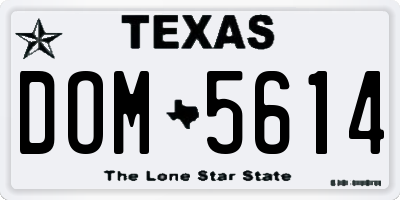 TX license plate DOM5614