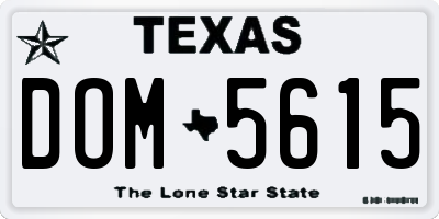 TX license plate DOM5615