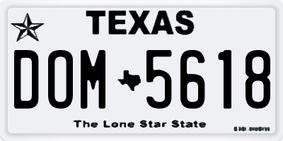 TX license plate DOM5618