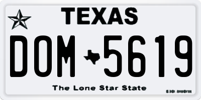 TX license plate DOM5619