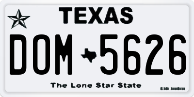 TX license plate DOM5626