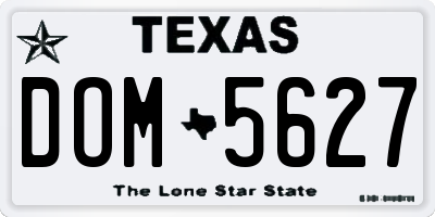 TX license plate DOM5627