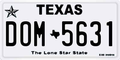 TX license plate DOM5631