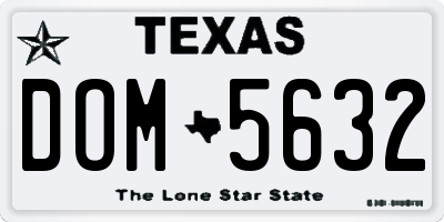 TX license plate DOM5632