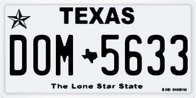 TX license plate DOM5633