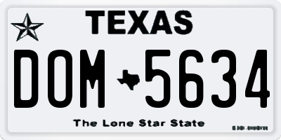 TX license plate DOM5634