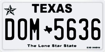 TX license plate DOM5636