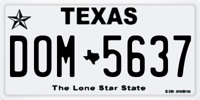 TX license plate DOM5637