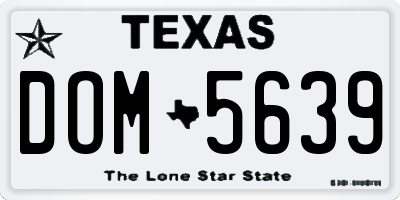 TX license plate DOM5639