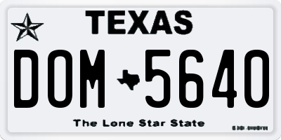 TX license plate DOM5640