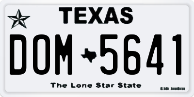 TX license plate DOM5641