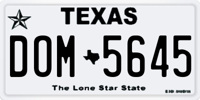 TX license plate DOM5645