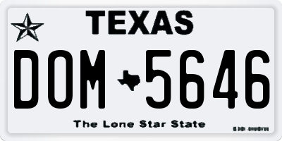 TX license plate DOM5646